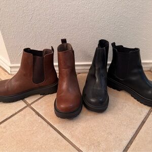 Soda Brown and Black Ankle Boots